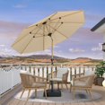 thumbnail image 2 of PURPLE LEAF 6' x 9' Patio Umbrella with Base Market Umbrella Rectangular Outdoor Umbrella with Push Button Tilt & Crank and 8 Ribs Aluminum Table Umbrella for Pool Backyard Beach, Taupe, 2 of 7