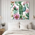thumbnail image 4 of Pink Wall Art Painting on Canvas, Green Cactus Pastoral Watercolor Canvas Art Home Prints Wall Art Framed Modern Artwork for Living Room Bedroom Wall Decor 12x12in, 4 of 9