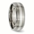 thumbnail image 4 of Titanium Ridged Edge Sterling Silver Inlay 8mm Brushed/Polished Band Size 10.5, 4 of 6