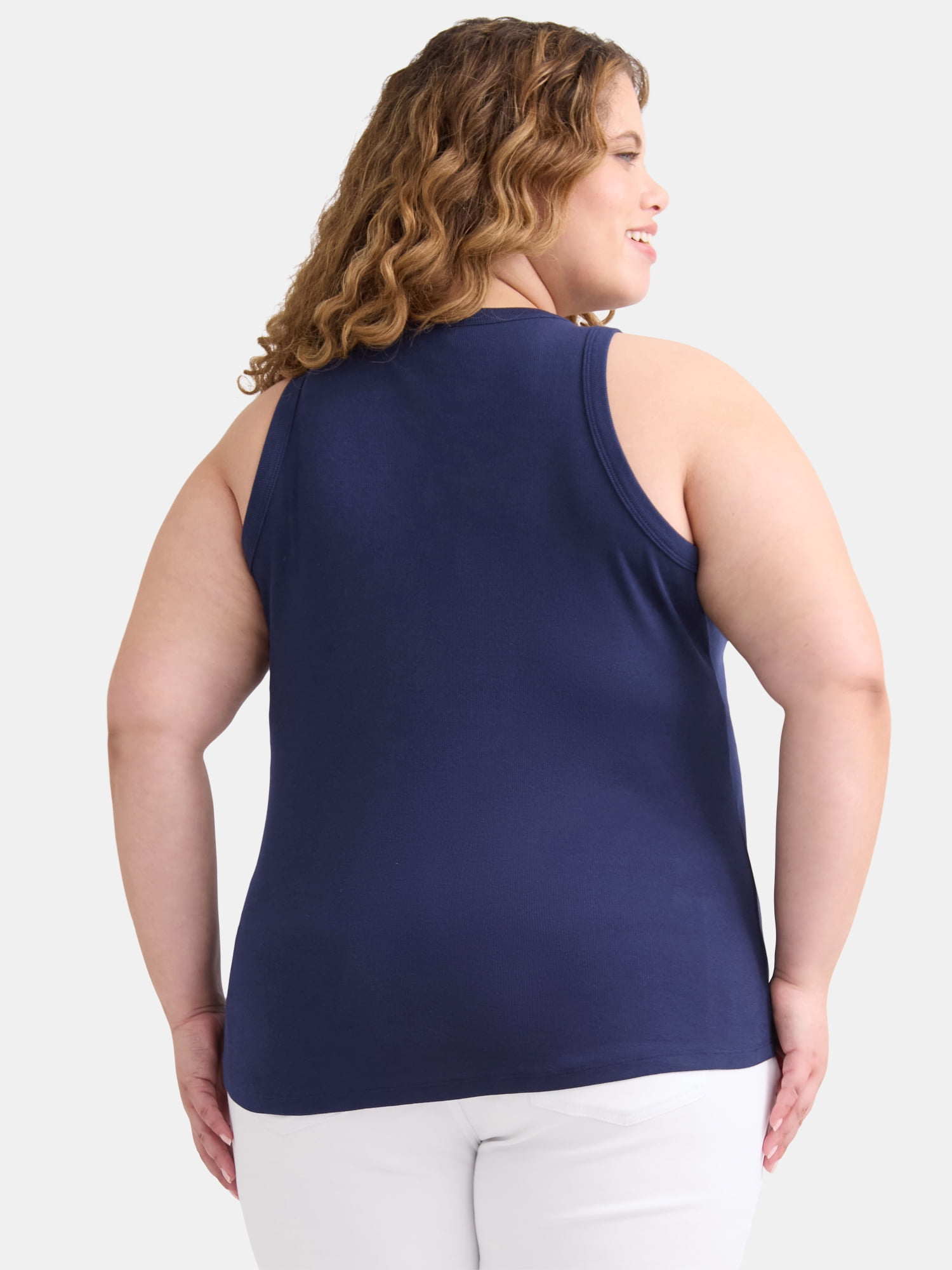 Terra & Sky Women's Plus Size High Neck Rib Tank Top, Sizes 0X-4X