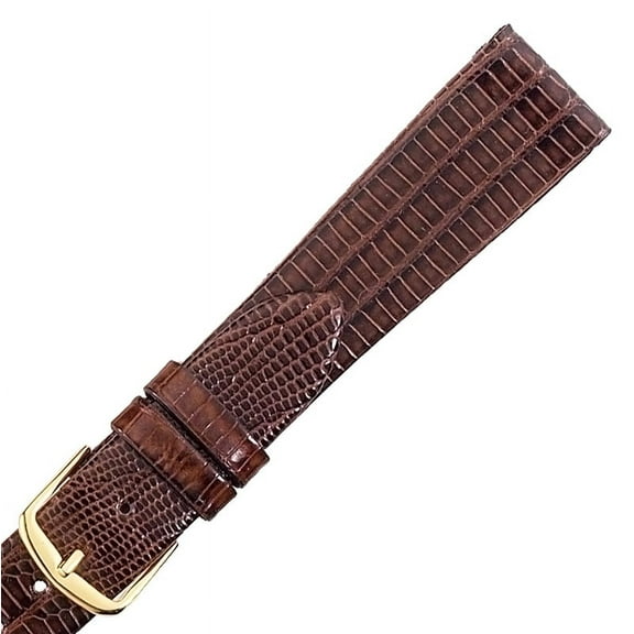 MS969 19mm Brown Genuine Teju Lizard Flat Men's Watch Band