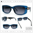 thumbnail image 2 of Womens Narrow Rectangle Mod Luxury Fashion Plastic Sunglasses Blue - Smoke, 2 of 8
