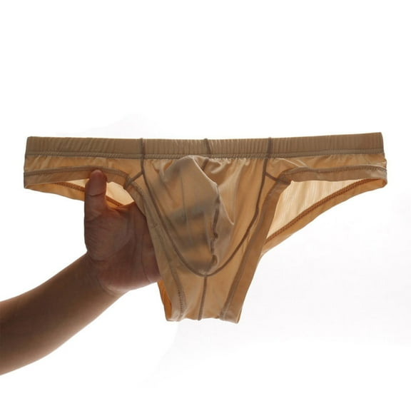 Jamicy Men's Briefs Men's Low Waist Briefs Breathable Underwear Sheer Thin Mesh G-String Brief Solid Color Underpant