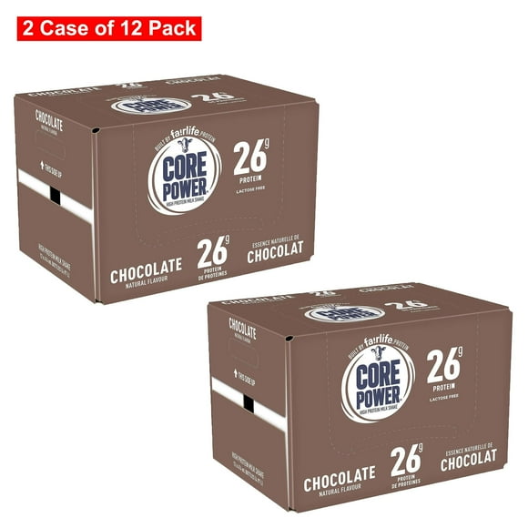 Core Power Fairlife High Protein Shakes, Chocolate, 414ml x 12 Bottle (2 Cases of 12 Pack)