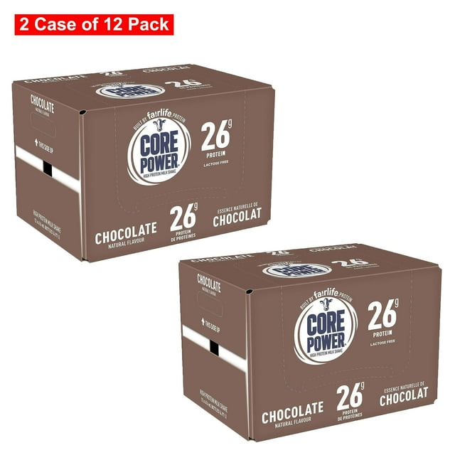 Core Power Fairlife Boissons Hyperprotéinées, Chocolat, 414 ml (2 Caisses de 12) Total 24 Bouteilles