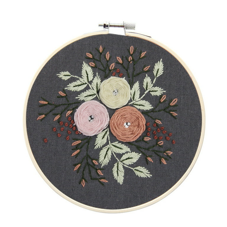 DIY Embroidery Needlework for Beginner Cross Stitch Kit Flower Handwork  Sewing Ribbon Painting Embroidery Hoop Home Decoration