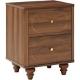 thumbnail image 7 of Wirrytor 2 Drawer Fluted Nightstand , Mid Century Modern Farmhouse Bedside Table,Sofa Table, Small End Table Bedside Table for Bedroom Living room, Walnut, 7 of 7