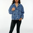 thumbnail image 1 of Hvobtty Veste en Denim Décontractée à Manches Longues pour Femmes, Manteau Ample Sans Capuche à Col Rabattu pour Femmes, 1 of 4