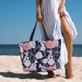 thumbnail image 3 of Wukai Rose Flowers Print Zipper Bag,large Beach Tote Bag,Waterproof Sandproof Bag,Grocery and Picnic Tote Travel Bag, 3 of 5