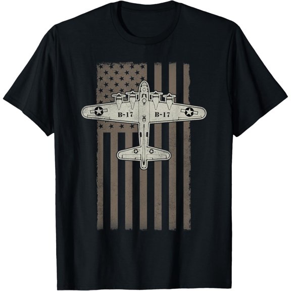 t-shirt B17 Bomber WW2 Plane Aircraft USA Flag Veteran Pilot Gift T-Shirt mens,black,women,funny,journey,Crew Neck, Short Sleeve,custom clothing patterns.
