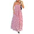 thumbnail image 1 of Coduop Women Summer Cami Dress 3D Rose Flower Spaghetti Strap Open Back A-Line Long Dress, 1 of 9