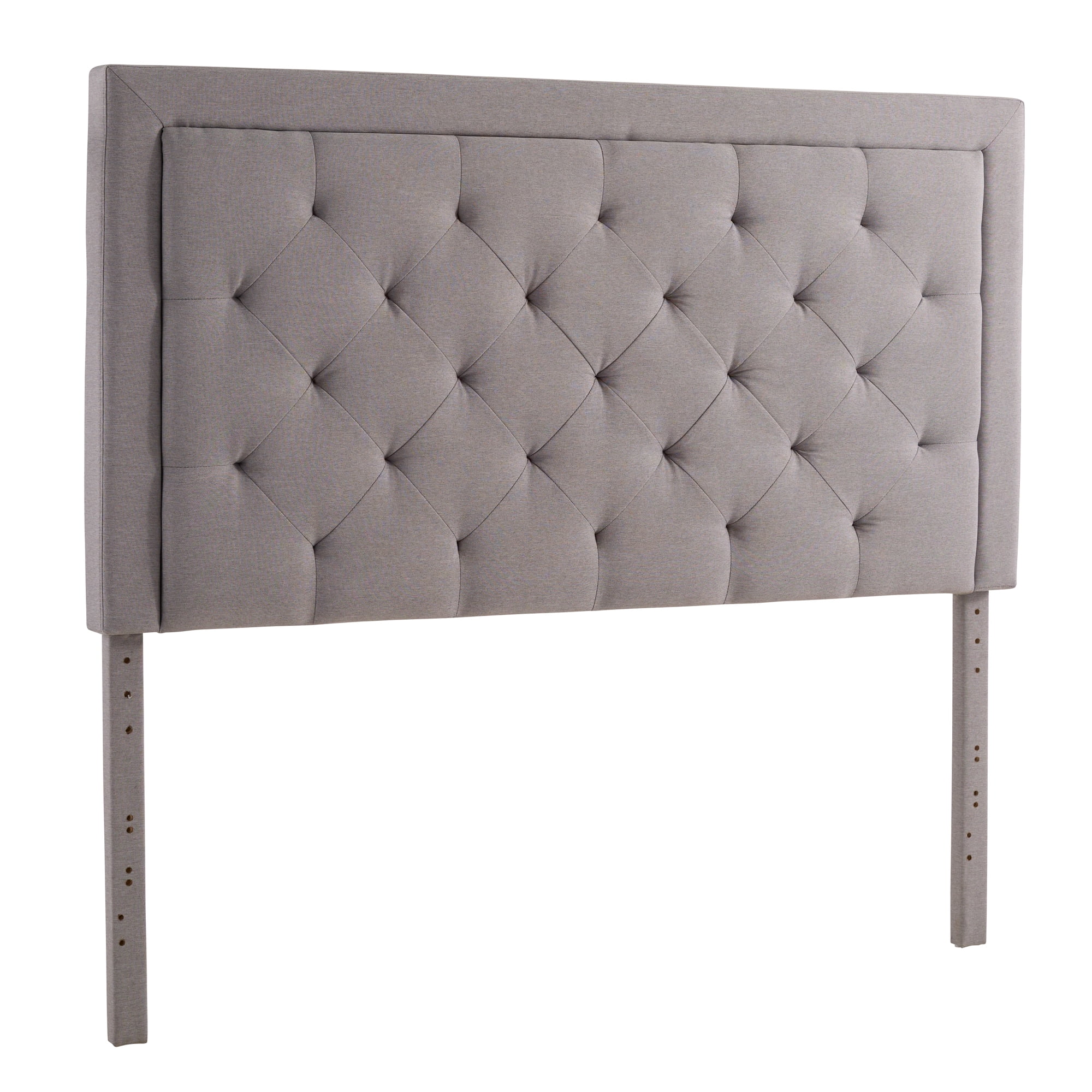 Rest Haven Medford Rectangle Upholstered Headboard with Diamond Tufting, Queen, Gray