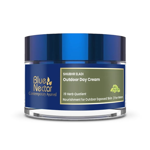 Blue Nectar Eladi Outdoor Day Face Cream for Men | Ayurveda Daily Moisturizer for Pollution Defense & Outdoor-Exposed Skin | Natural Face Cream (19 Herbs, 1.7 Oz)