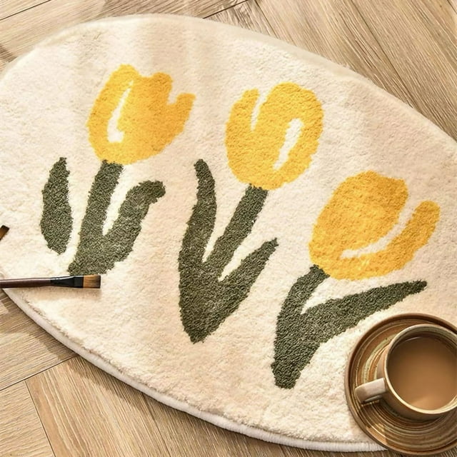 Alfombrilla absorbente de agua, suave, ecológica, con estampado floral, para baño, interior y dormitorio, 40 x 60 cm.