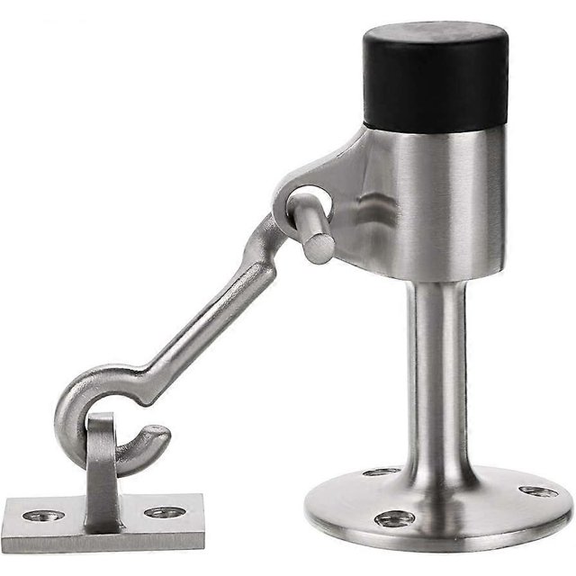 Tope de puerta de acero inoxidable con gancho, tope de puerta resistente con tornillos