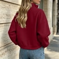 thumbnail image 6 of Ovzne Women's Zip Up Cropped Cardigan Lapel Collar Long Sleeve Jacket Drop Shoulder Ribbed Hem Casual Coat,Wine Jackets for Women, 6 of 7