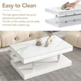 thumbnail image 2 of EUROCO 39.3" 2-Tier Coffee Table with Silver Metal Legs, Rectangle Cocktail Table with High-gloss UV Surface, Minimalist Design Center Table for Living Room, White, 2 of 8