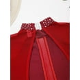 thumbnail image 6 of Alvivi Girls Shiny Diamond Hollow Back Figure Ice Skating Dress Long Sleeve Mesh Splice Ballet Dresses Burgundy 14, 6 of 7