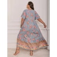 thumbnail image 6 of Women's Plus Size Printed Tie Neck Flutter Sleeve Maxi Dress 100% Viscose Elegant Comfort For All Day Wear Everyday, 6 of 9