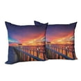 thumbnail image 6 of Ambesonne Landscape Throw Pillow Cover 2 Pack, Wooden Bridge on Sea, 18", Orange Navy, 6 of 6