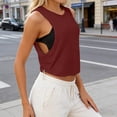 thumbnail image 2 of Wang6 Womens Loose Fit Tank Tops Causal Sleeveless Workout Tops Summer Crew Neck Solid Yoga Running Gym Basic Tees Red L, 2 of 6
