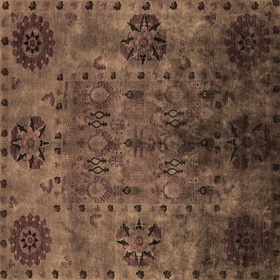 Ahgly Company Indoor Square Oriental Brown Industrial Area Rugs, 5' Square