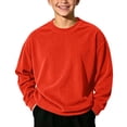 thumbnail image 2 of Spazoro Boys Corduroy Pullover Sweatshirt, Crewneck Solid Color Relaxed Fit Long Sleeve Cozy Daily Wear Top Red Size 7-8, 2 of 8