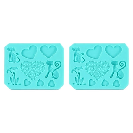 

2Pcs Valentine Chocolate Mold Cat Heart Casting Mold DIY Silicone Mold