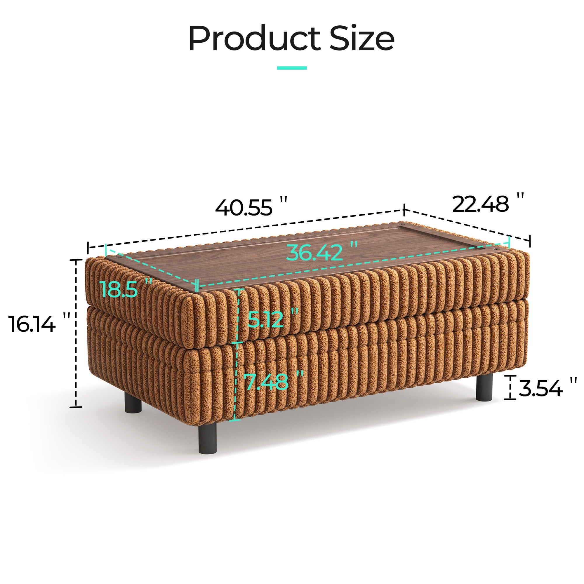 LINSY HOME Modular Sectional Couches for Living Room, Sofa Bed with Storage Seat, Pull Out Couch Bed with Storage Ottoman, Brown