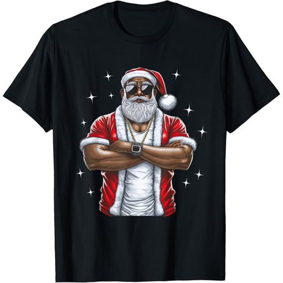 African American Santa Christmas Pajama Cool Black X-Mas T-Shirt