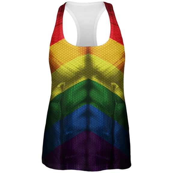 LGBT Gay Pride Superhero Costume All Over Womens Work Out Tank Top Multi MD