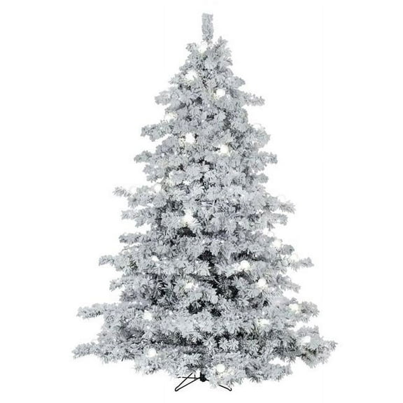 Vickerman A806378LED 7.5 ft. x 68 in. Flocked Alaskan 49G50 800PW Christmas Tree, White