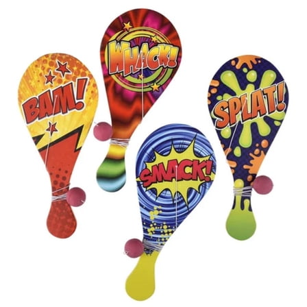 Rhode Island Novelty Toys - Fun Sayings Paddle Ball Sets - SET OF 4 [10 inch]