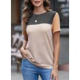 thumbnail image 3 of Eytino Womens Top Striped Color Block Crew Neck T Shirts Loose Fit Short Sleeve Summer Tee Shirts, 3 of 6