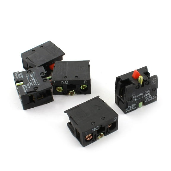 5Pcs AC600V 10A NC Momentary Snap in Mount Pushbutton Switch Auxiliary Contact