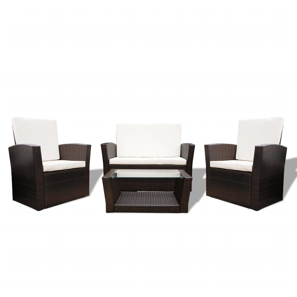 vidaXL Patio Lounge Set Sectional Sofa Set 4 Piece with Cushions Poly Rattan - image 3 of 41