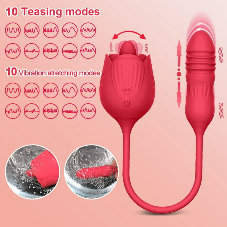2 in 1 Rose Toy Vibrato with Thrusting Vibrating Egg for Women 
