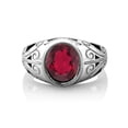 thumbnail image 2 of Gem Stone King 4.15 Ct Oval Red Mystic Quartz 925 Sterling Silver Men's Ring, 2 of 4