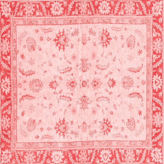 Ahgly Company Indoor Square Oriental Red Modern Area Rugs, 7' Square