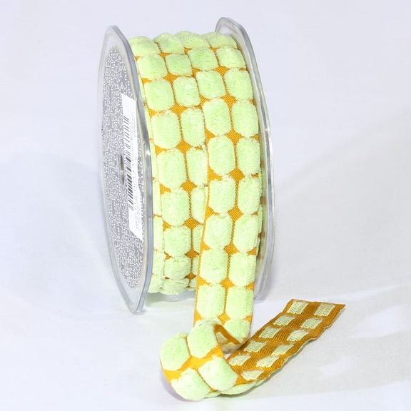 The Ribbon People Pale Green Blocks Woven Edge Craft Ribbon 0.75" x 40 Yards