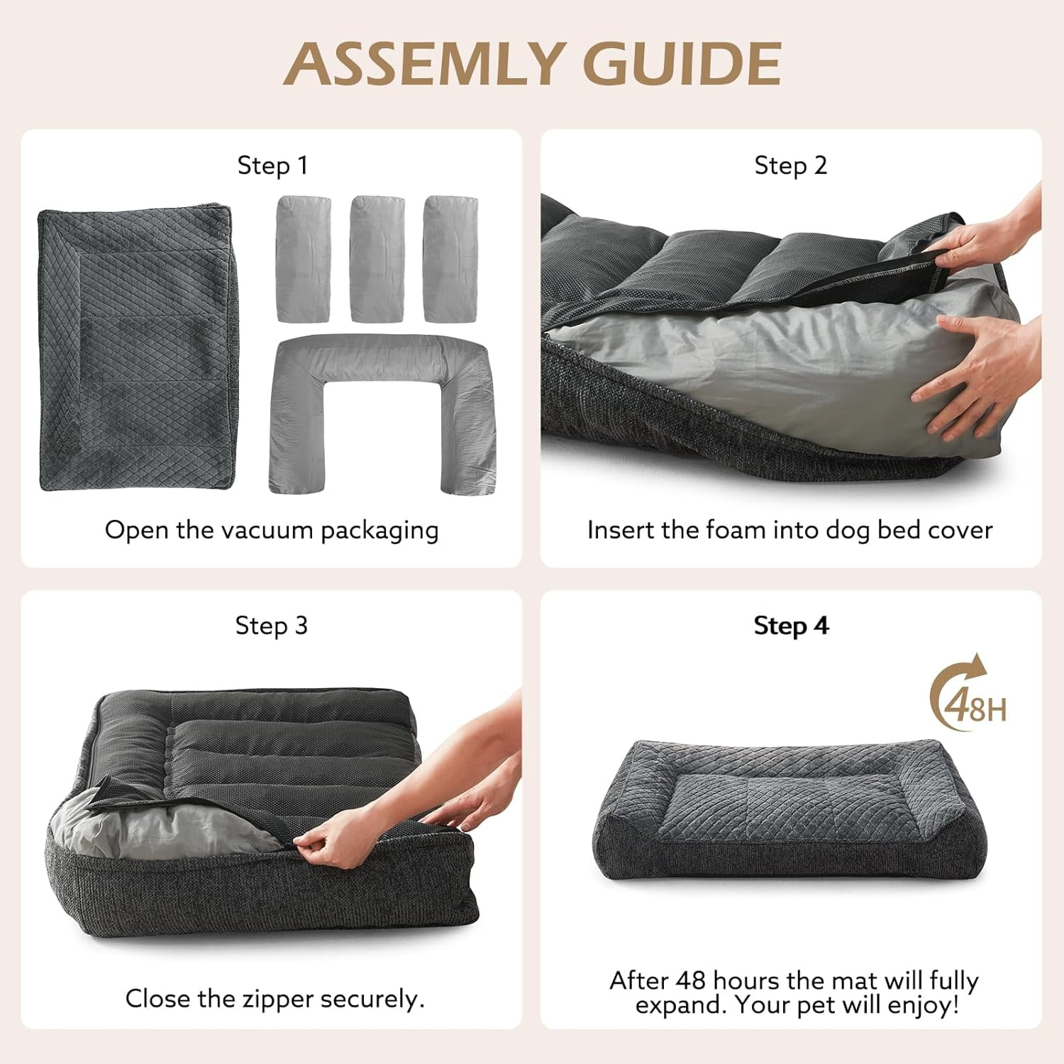 XL Orthopedic Dog Beds Large Sized Dog, Extra Thick Supportive Big Dogs Couch Bed with Sides, Ultra Soft Pet Bed Sofa for Large Dogs, Grey, 38''x28''