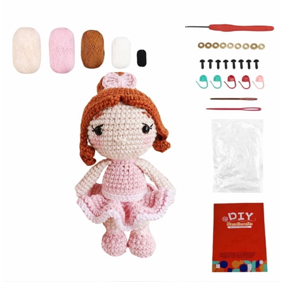 Ballet Girl Crochet Kit for Beginners with Step-by-Step Video Tutorials, Amigurumi Starter Set, TIKA
