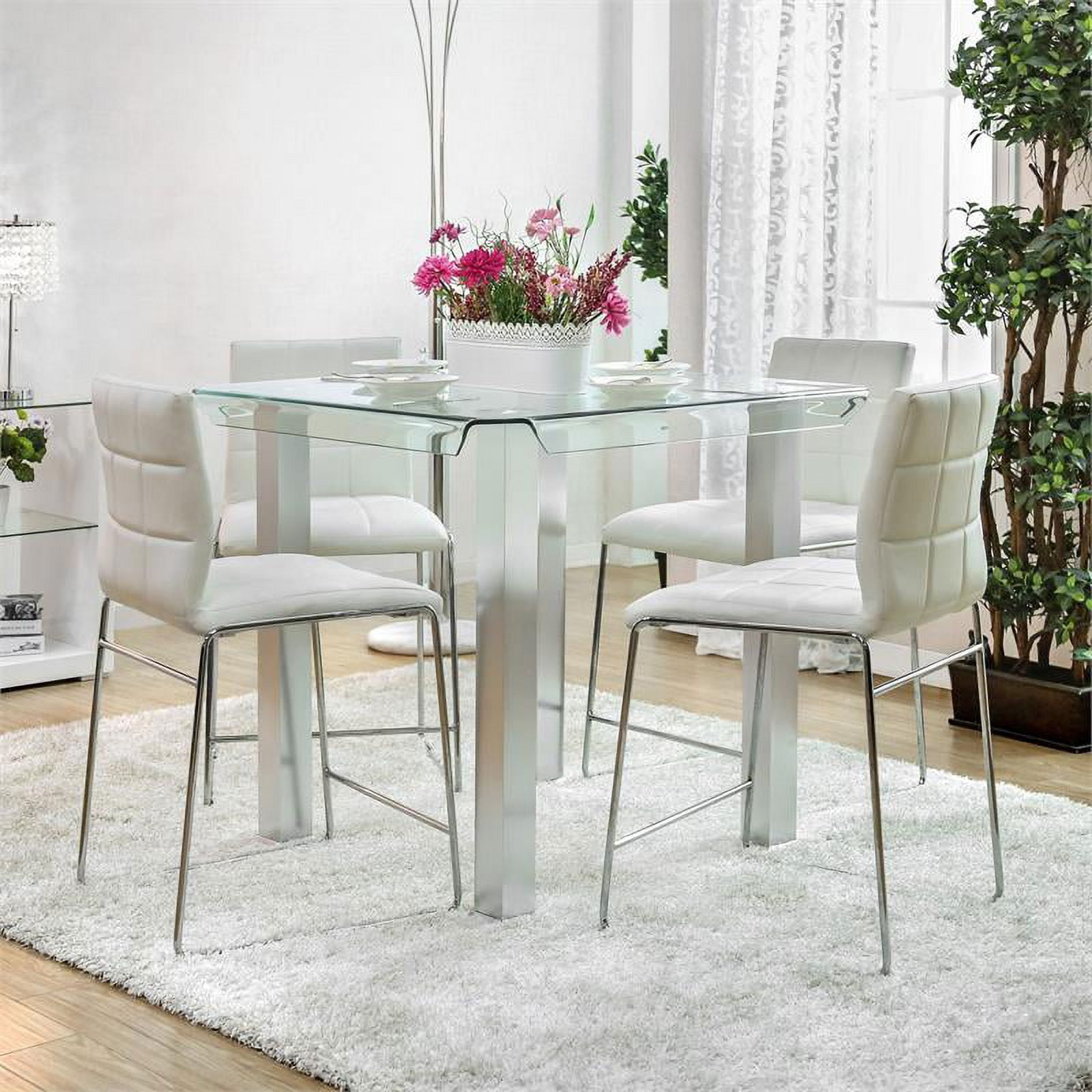 Furniture of america maza cheap contemporary silver counter dining table
