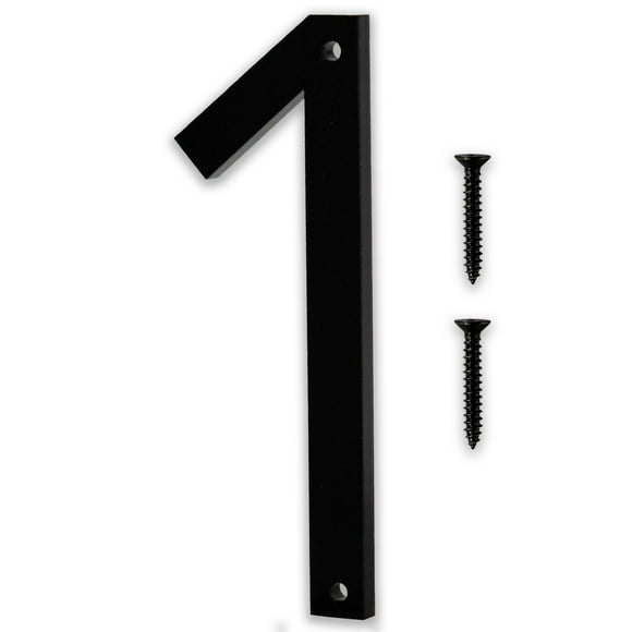 Discovered Designs 5"" (1) Números de casa de dirección modernos para exterior - Fácil de instalar 3D negro mate resistente a la intemperie, no se oxida Números individuales para dirección en casa Hec