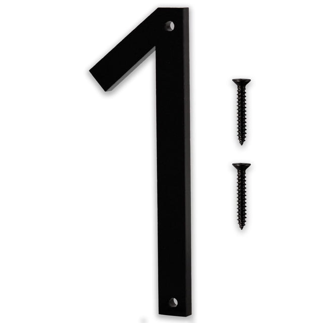 Discovered Designs 5"" (1) Números de casa de dirección modernos para exterior - Fácil de instalar 3D negro mate resistente a la intemperie, no se oxida Números individuales para dirección en casa Hec