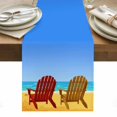 thumbnail image 2 of Sandy Chairs Table Runner, Summer Beach Ocean Blue Sky Cotton Linen Kitchen Table Decoration Washable Dining Tabletop Runners for Home Party Decor 13x90 Inches, 2 of 9