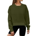 thumbnail image 1 of VBARHMQRT Women's Sweatshirt Winter Women's Round Neck Short Solid Color Hoodie, 1 of 5