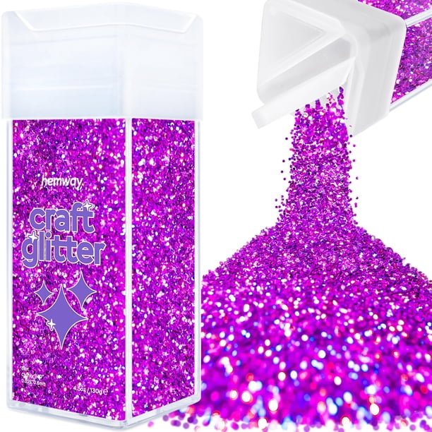 Hemway Craft Glitter Shaker 130 g / 4,6 oz Glitter para manualidades Vasos de resina Uñas Pintura Decoración Festival Cosmético Cuerpo - Grueso (1/40"" 0,025"" 0,6 mm) - Púrpura holográfico