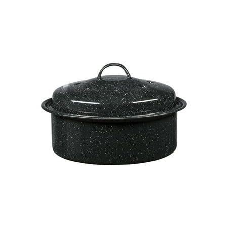 

Granite Ware 3 lb. Capacity Covered Round Roaster Speckled Black Enamel on Steel