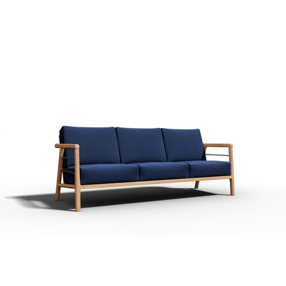 Curated Maison Daniele 86-inch Teak Deep Seating Outdoor Sofa with Navy Cushion
